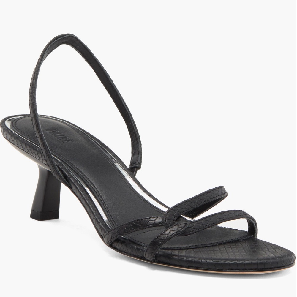 PAIGE Fiona Black Croc Embossed Kitten Slingback
